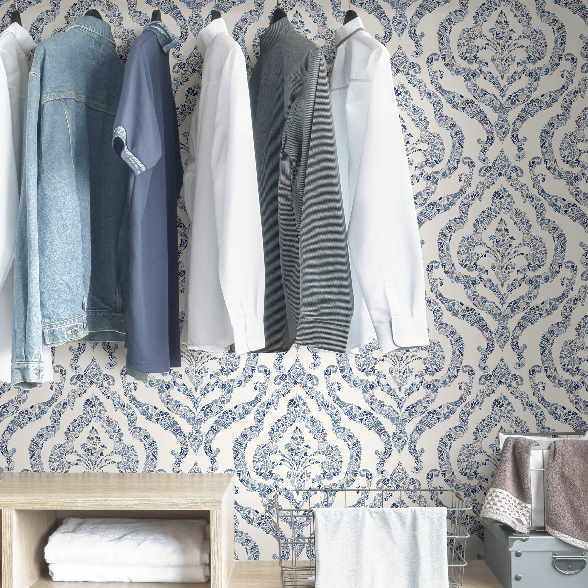 NuWallpaper Blue Guildford Peel & Stick Wallpaper